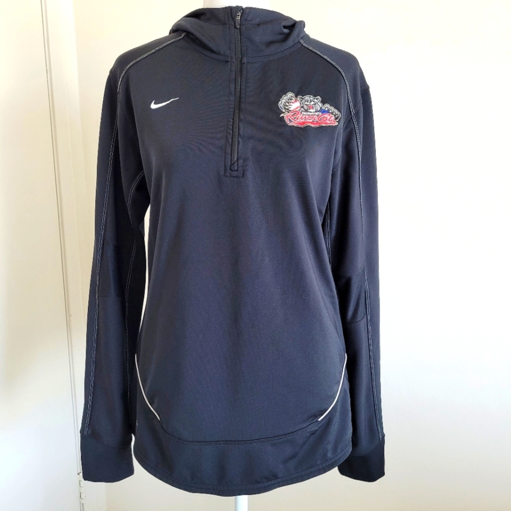 Nike Rivercats Women's Hooded Long Sleeve 1/4 Zip Pullover Athletic Top 1/4 Zip